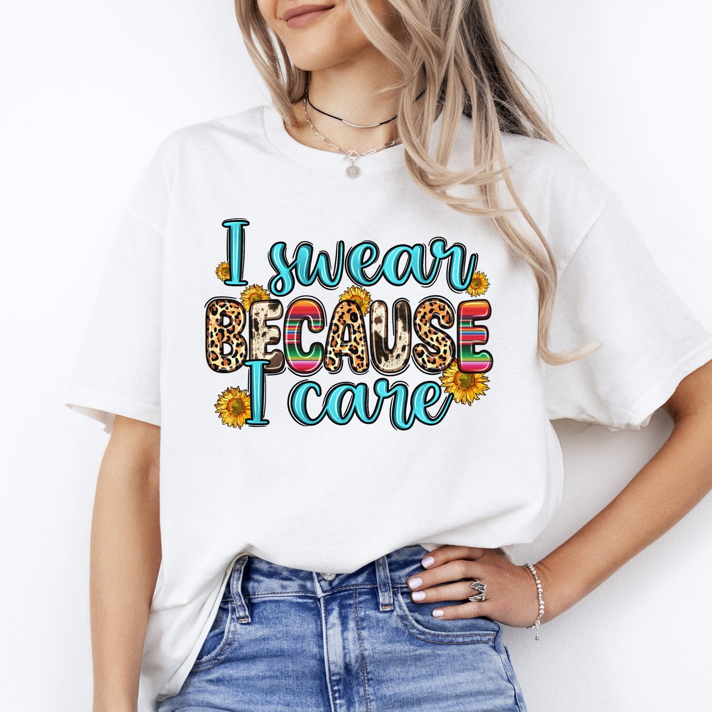 I swear because I care T-Shirt Mama Unisex Tee Sand White Sport Grey-White-Family-Gift-Planet