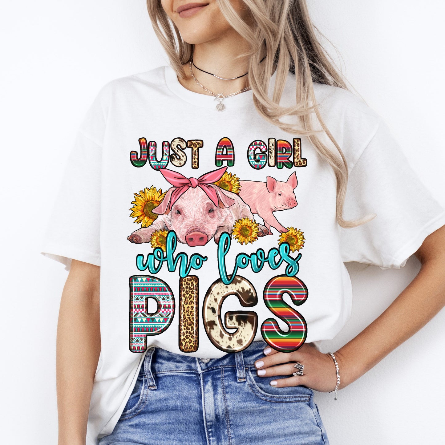 Just a girl who loves pigs T-Shirt gift Cute Farmer girl Unisex tee Sand White Sport Grey-White-Family-Gift-Planet