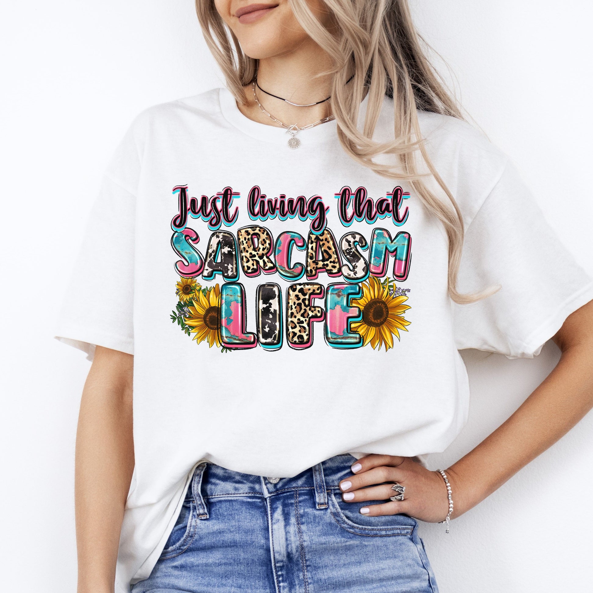 Just living that sarcasm life T-Shirt gift sarcastic Unisex tee Sand White Sport Grey-White-Family-Gift-Planet