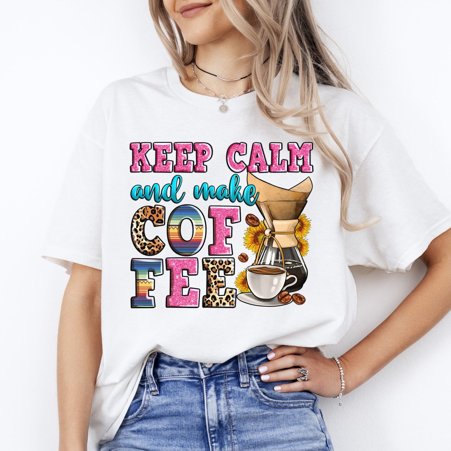 Keep calm and make coffee T-Shirt gift Coffee lover Unisex tee Sand White Sport Grey-White-Family-Gift-Planet