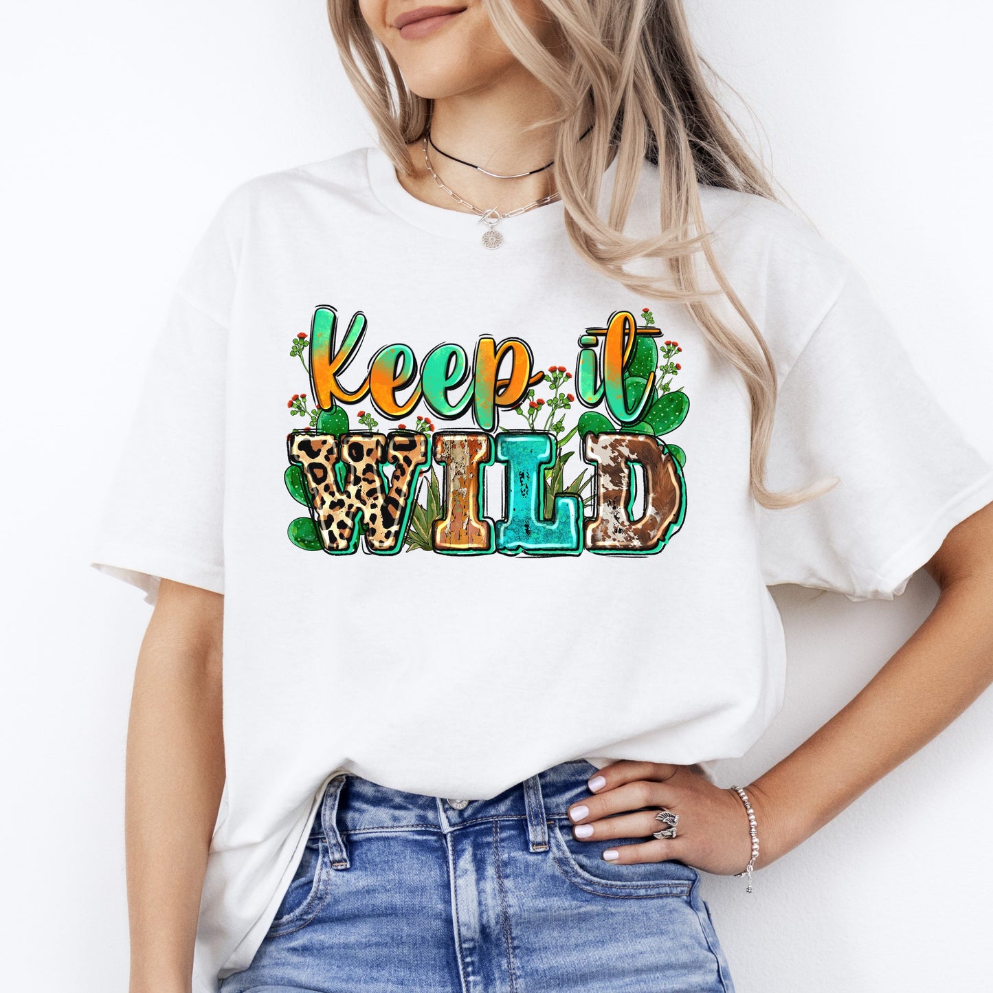 Keep it wild T-Shirt gift Cactus Western Arizona Unisex tee Sand White Sport Grey-White-Family-Gift-Planet