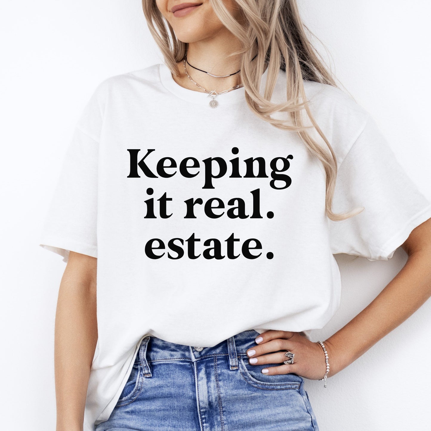 Keeping it Real Estate Realtor T-Shirt gift Real estate agent tee-White-Family-Gift-Planet