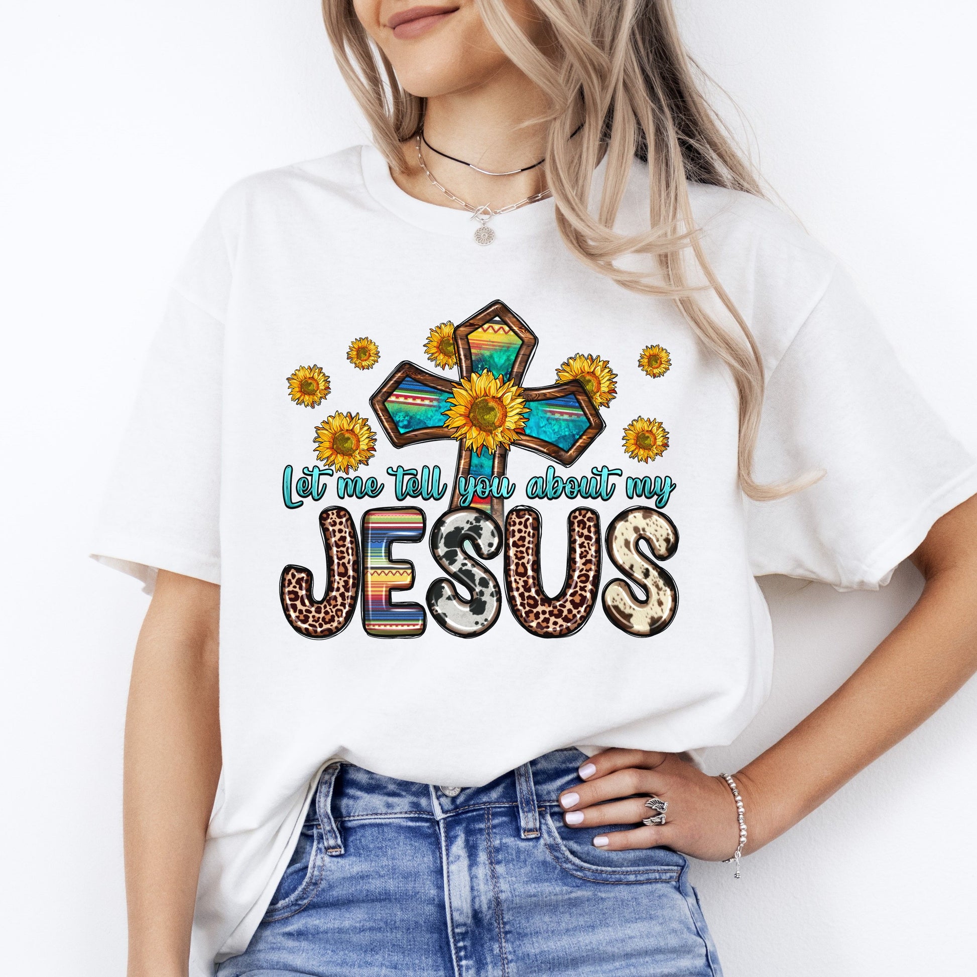 Let me tell you about my Jesus T-Shirt gift Western Christian cross Unisex Tee Sand White Sport Grey-White-Family-Gift-Planet