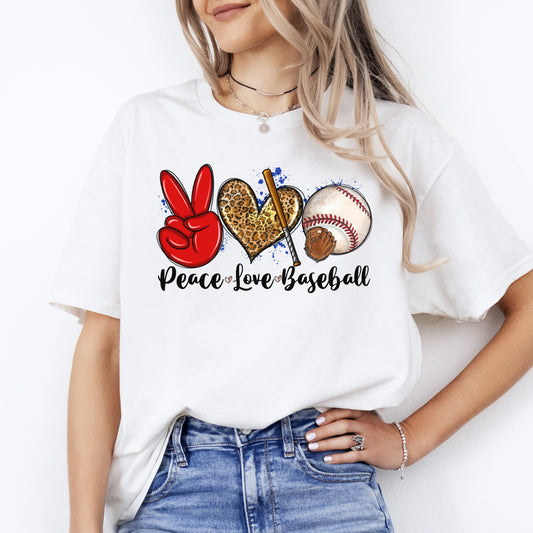 Peace Love Baseball T-shirt gift Baseball player mama leopard heart tee-White-Family-Gift-Planet