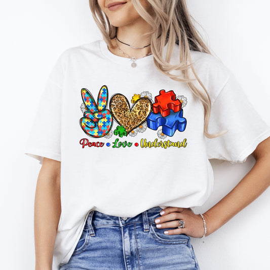 Peace Love Understand T-shirt gift Autism awareness autism mama tee-White-Family-Gift-Planet