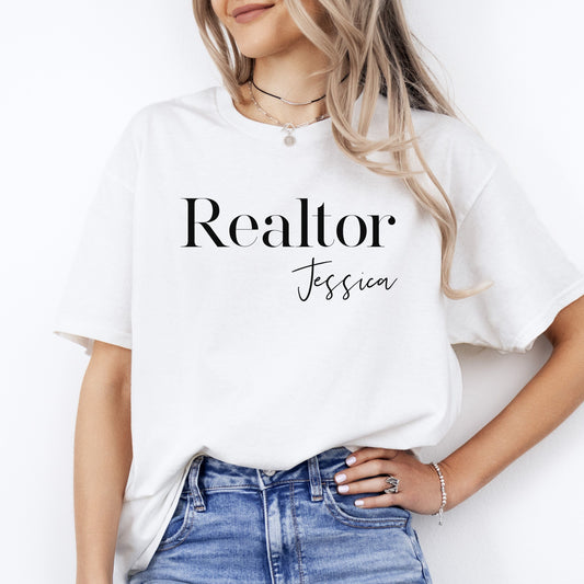 Personalized Realtor T-Shirt gift Custom name Real estate agent tee-White-Family-Gift-Planet