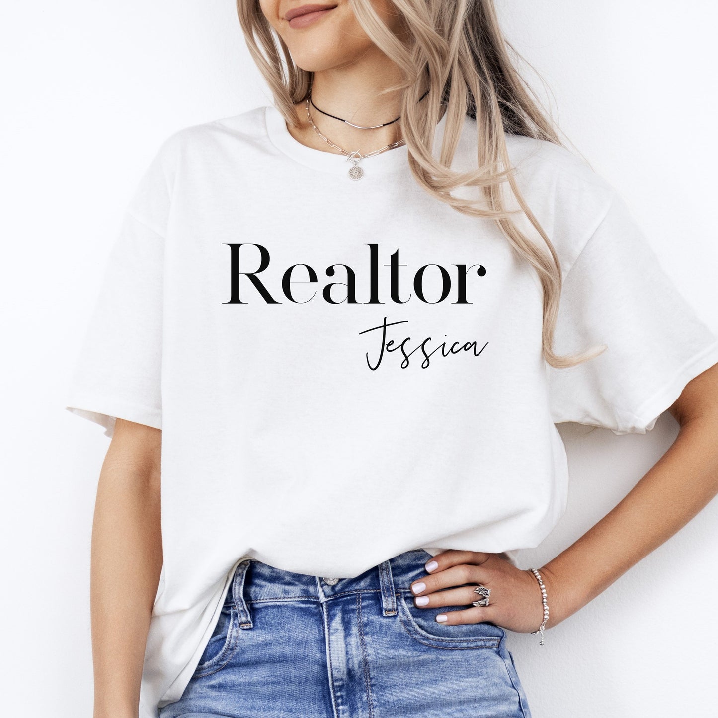 Personalized Realtor T-Shirt gift Custom name Real estate agent tee-White-Family-Gift-Planet