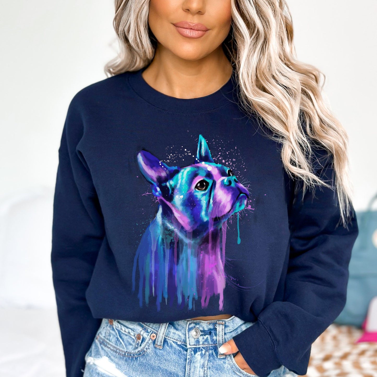 Artistic Boston terrier dog Unisex Crewneck Sweatshirt digital Art-Family-Gift-Planet