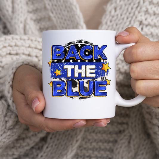 Back the blue 11oz White Mug gift USA Police coffee cup-White-Family-Gift-Planet