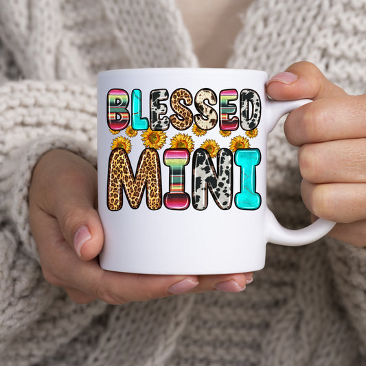 Blessed Mini 11oz White Mug gift sunflowers animal skin grandmother coffee cup-White-Family-Gift-Planet