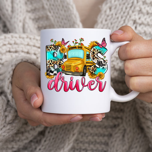 Bus Driver 11oz White Mug gift School Yellow Bus Driver Coffee cup-White-Family-Gift-Planet