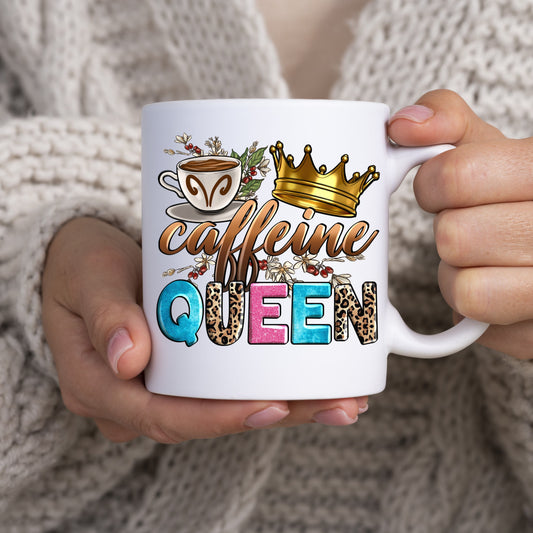 Caffeine queen 11oz White Mug gift Cool coffee lover girl cup-White-Family-Gift-Planet