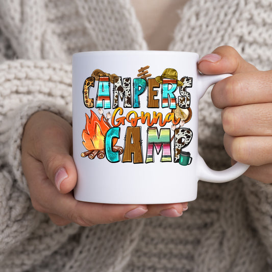 Campers gonna camp 11oz White Mug gift Camping Holidays bonfire coffee cup-White-Family-Gift-Planet