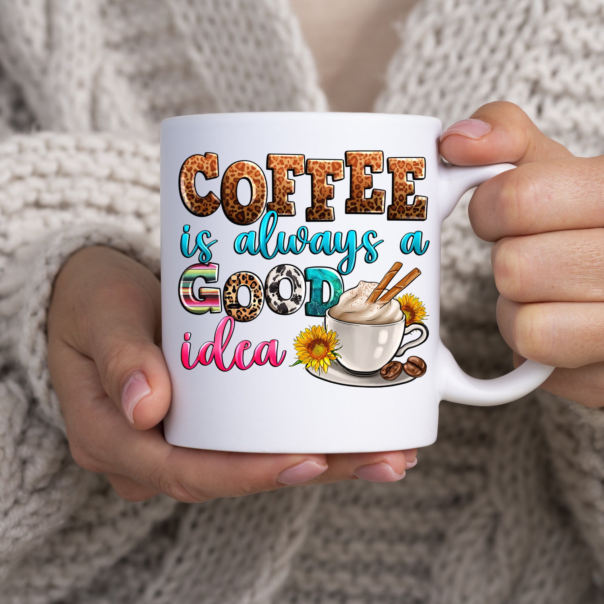 Coffee is always a good idea 11oz White Mug gift Morning coffee lover cup-White-Family-Gift-Planet