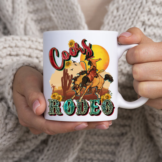 Coors rodeo 11oz White Mug gift Texas Western style rodeo lover cowboy coffee cup-White-Family-Gift-Planet