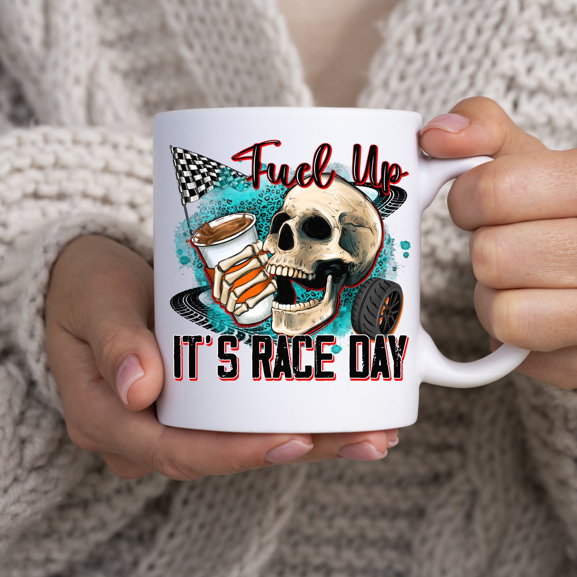 Fuel up it's race day 11oz White Mug gift Car Racer racing lover cup-White-Family-Gift-Planet