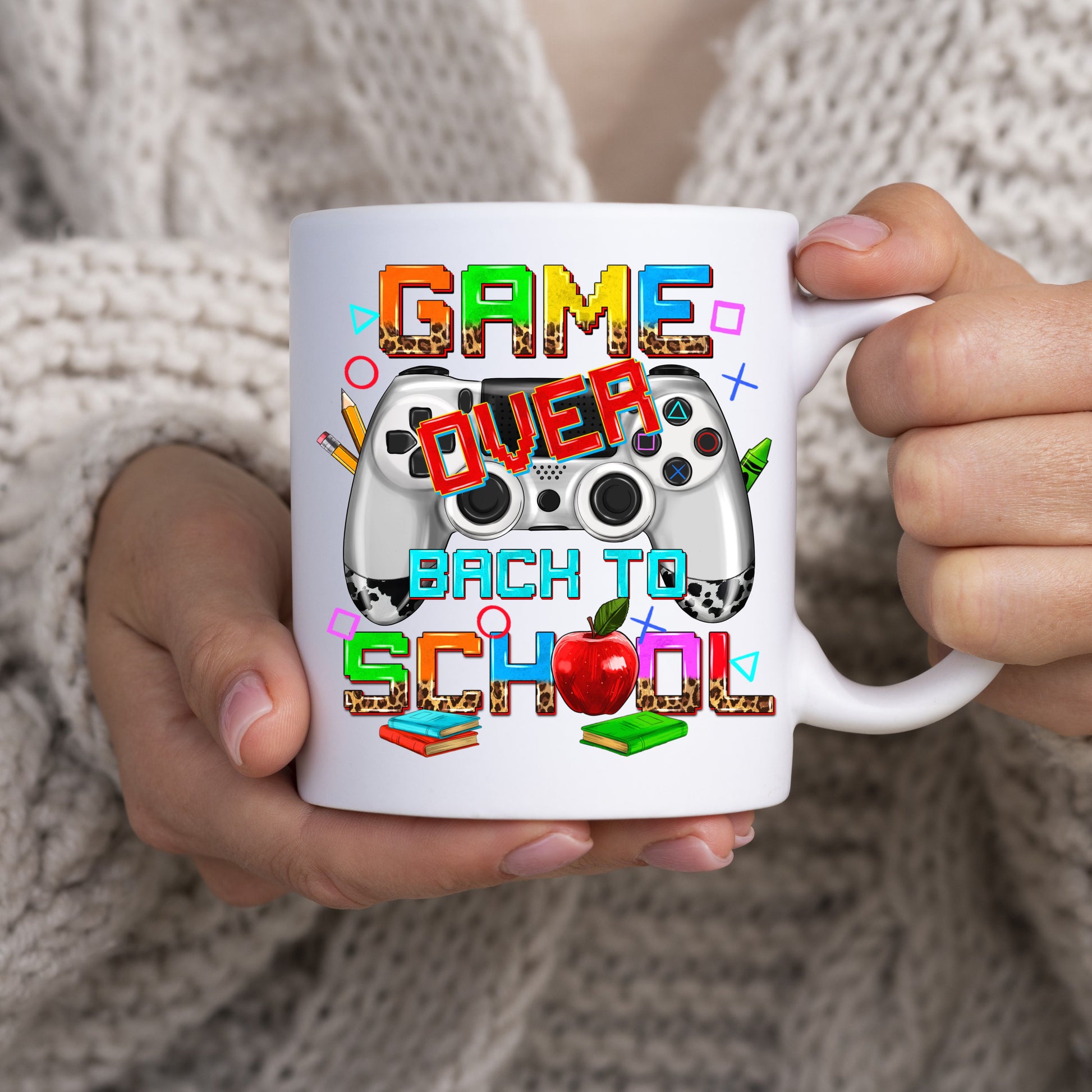 Game over back to school 11oz White Mug gift Game console school teacher cup-White-Family-Gift-Planet