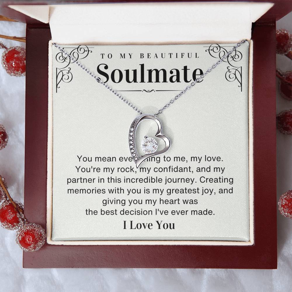 To my Beautiful Soulmate Forever Love necklace gift - You mean everything to me-14k White Gold Finish-Family-Gift-Planet