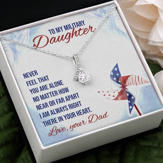 To my military daughter from dad - Never feel that you are alone-14K White Gold Finish-Family-Gift-Planet