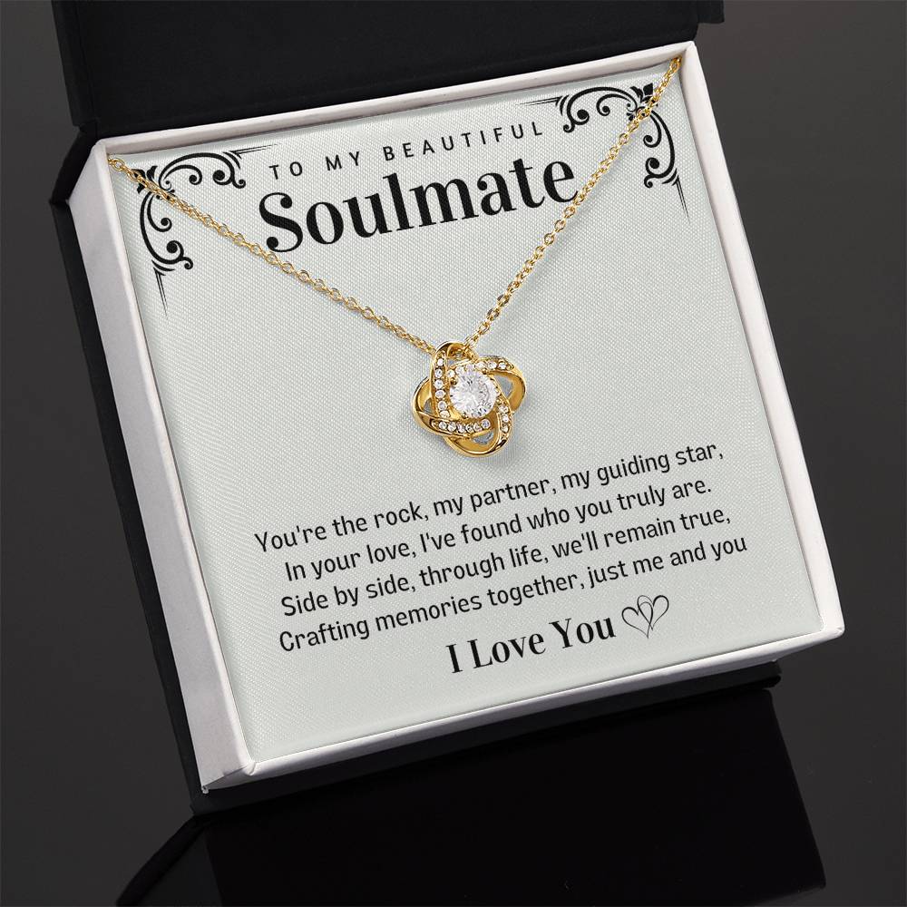 To my Beautiful Soulmate Love knot necklace - Creating Memories together-18K Yellow Gold Finish-Family-Gift-Planet