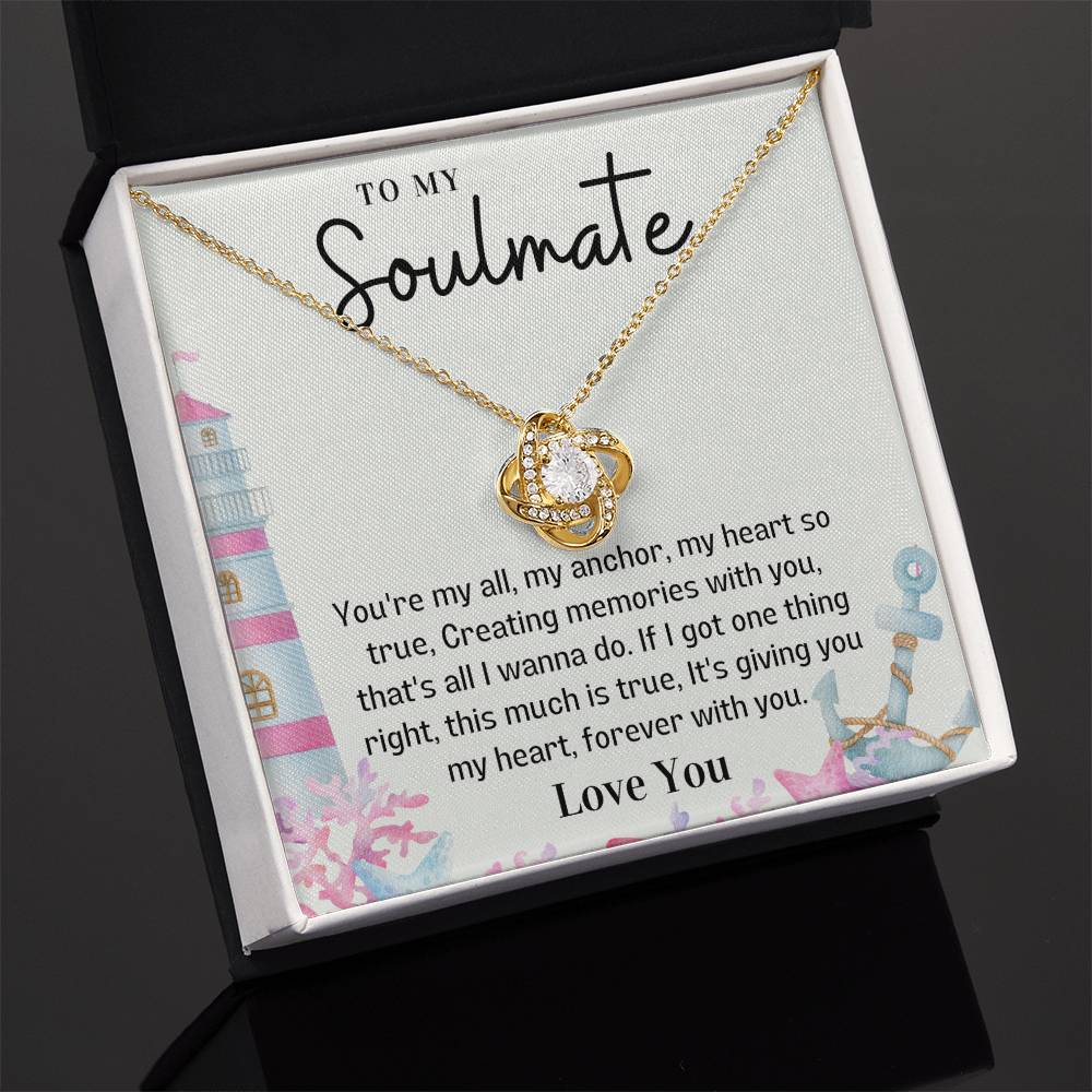 To my Soulmate Love knot necklace - Giving you my heart-18K Yellow Gold Finish-Family-Gift-Planet