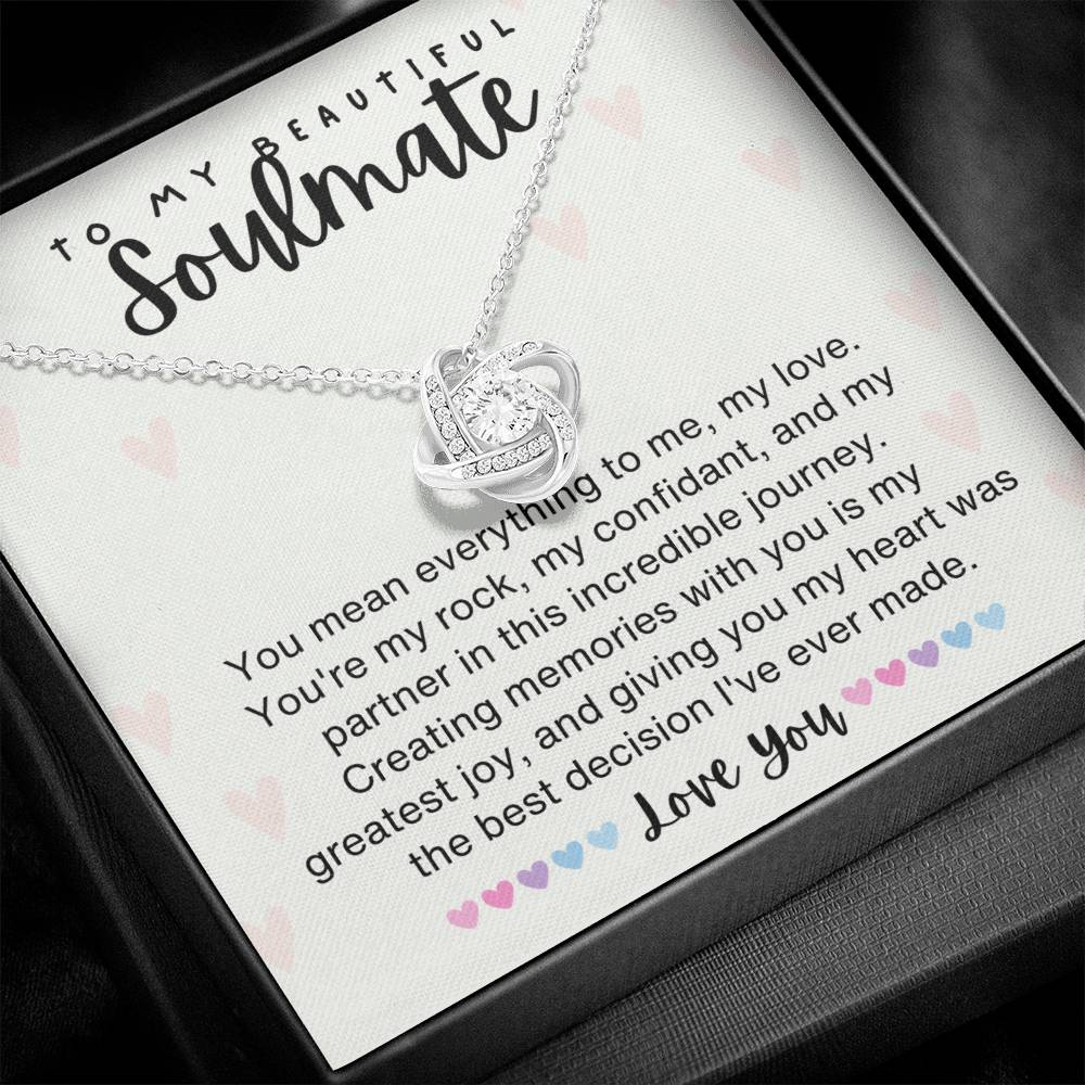 To my Beautiful Soulmate - Valentine's Day Love Knot necklace gift-14K White Gold Finish-Family-Gift-Planet