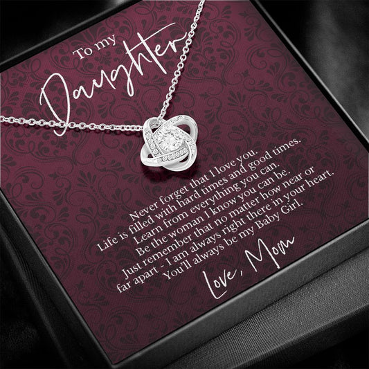 To daughter from mom - Never forget that I love you-14K White Gold Finish-Family-Gift-Planet