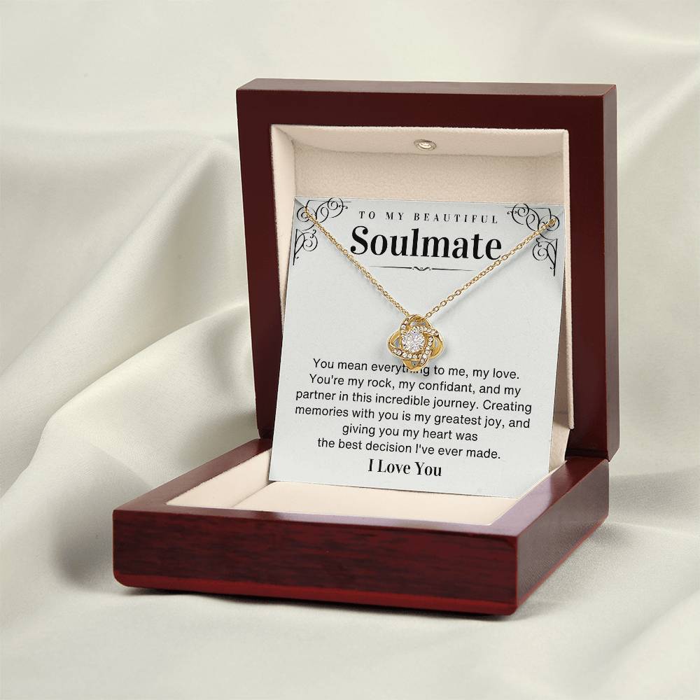 To my Beautiful Soulmate Love Knot necklace gift - You mean everything to me-18K Yellow Gold Finish-Family-Gift-Planet
