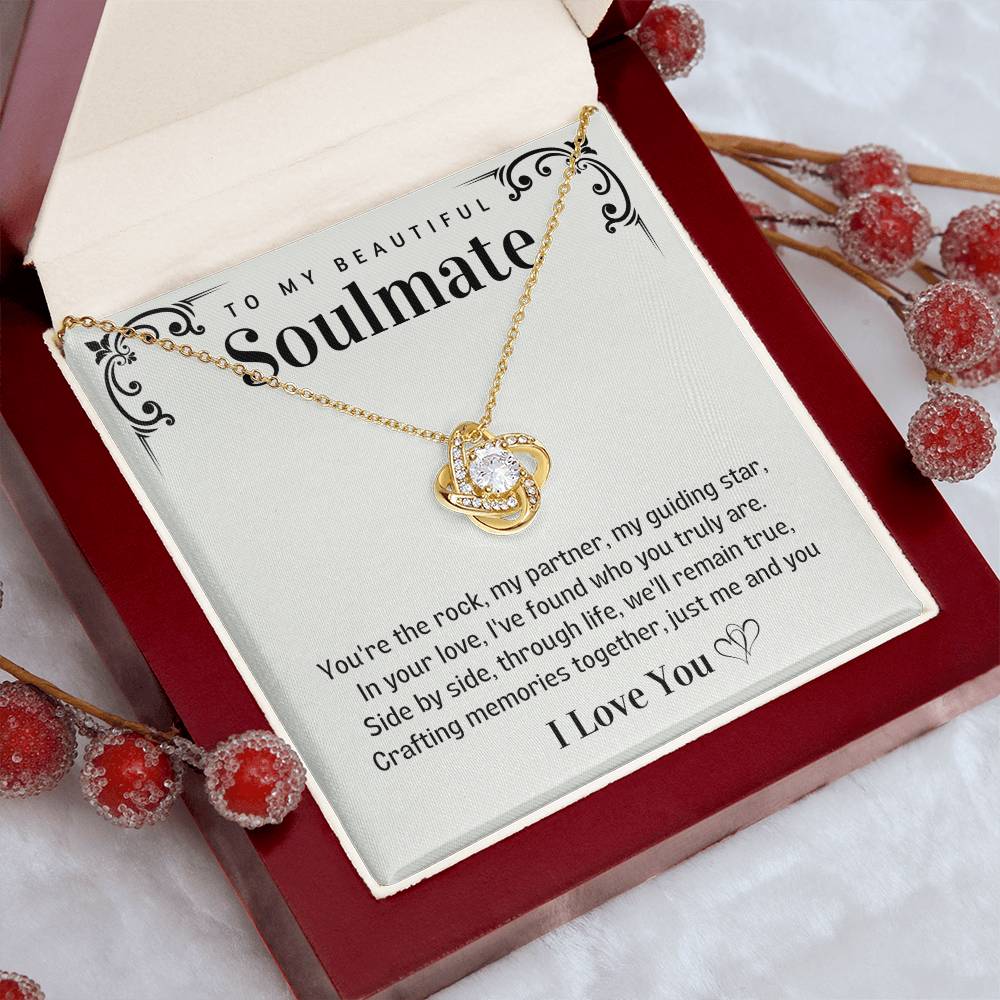 To my Beautiful Soulmate Love knot necklace - Creating Memories together-18K Yellow Gold Finish-Family-Gift-Planet