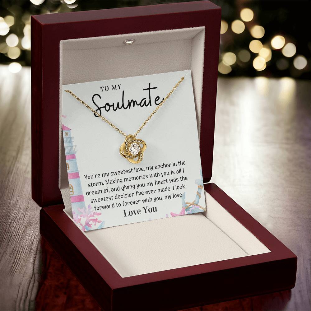 To my Soulmate Love Knot necklace gift - You're my sweetest love-18K Yellow Gold Finish-Family-Gift-Planet