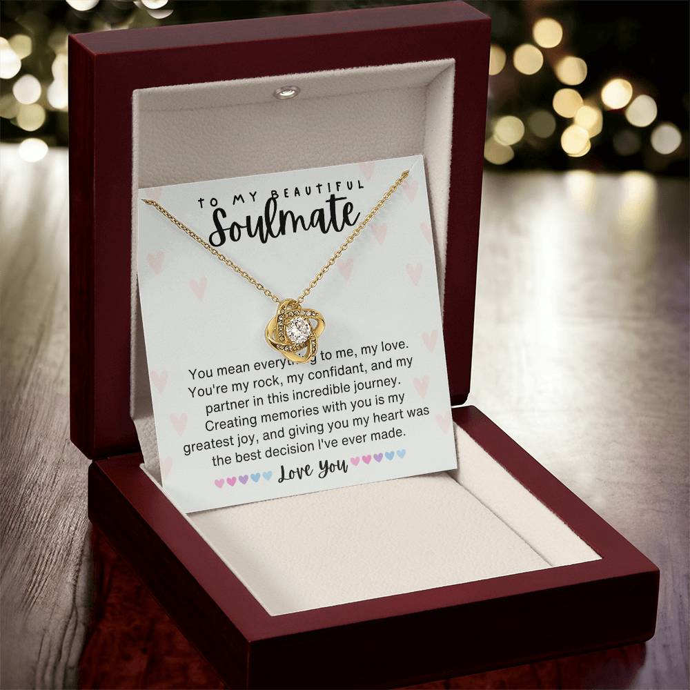 To my Beautiful Soulmate - Valentine's Day Love Knot necklace gift-18K Yellow Gold Finish-Family-Gift-Planet