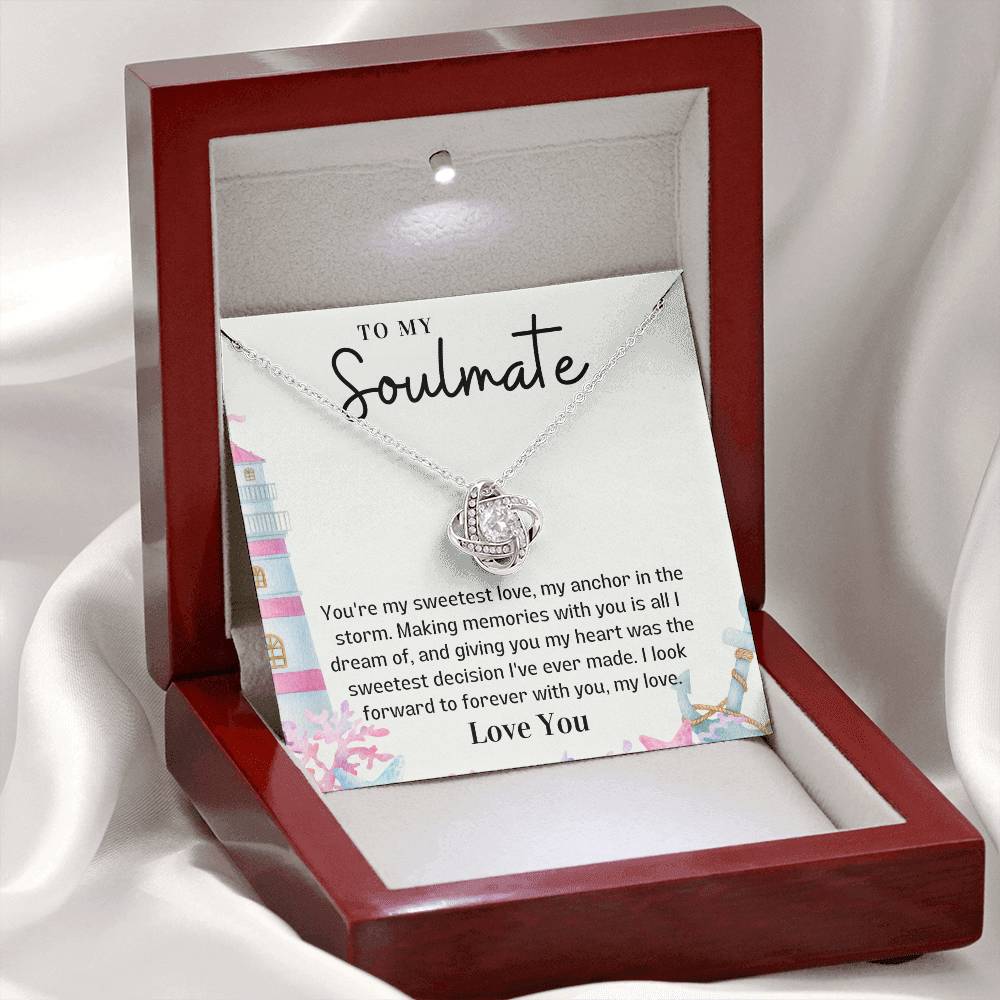 To my Soulmate Love Knot necklace gift - You're my sweetest love-14K White Gold Finish-Family-Gift-Planet