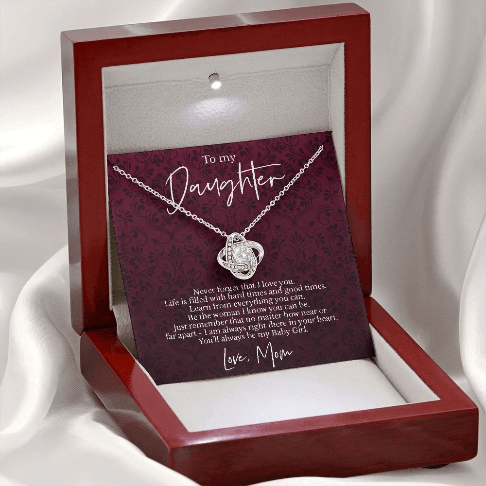 To daughter from mom - Never forget that I love you-14K White Gold Finish-Family-Gift-Planet