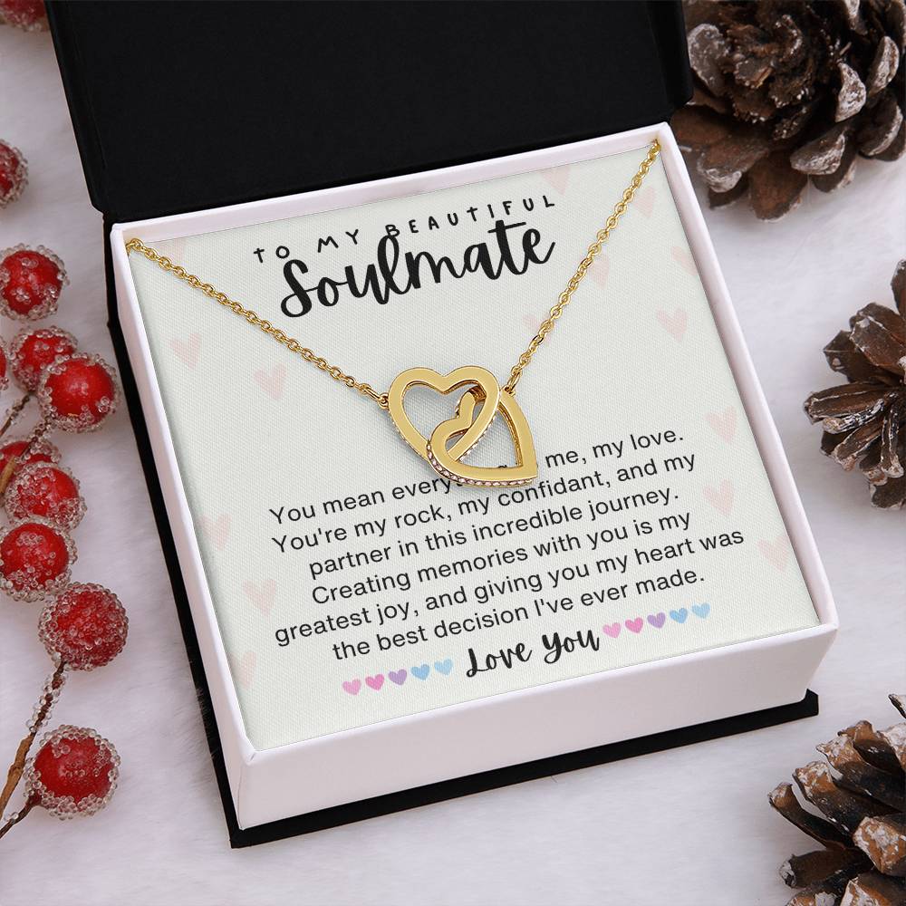 To my Beautiful Soulmate - Valentine's Day Interlocking Hearts necklace gift-18K Yellow Gold Finish-Family-Gift-Planet
