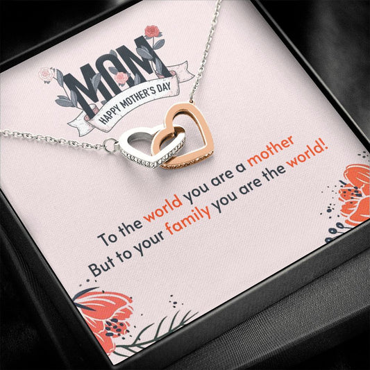 Happy Mother's Day Mom - To the family you are the world-Polished Stainless Steel & Rose Gold Finish-Family-Gift-Planet