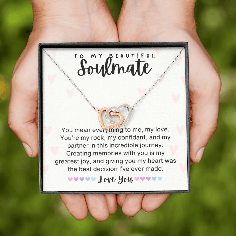 To my Beautiful Soulmate - Valentine's Day Interlocking Hearts necklace gift-Family-Gift-Planet