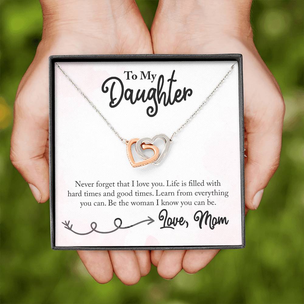 Two Hearts necklace to daughter from mom - gift from mother Never forget that I love you-Family-Gift-Planet