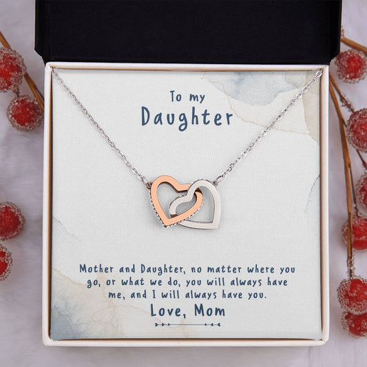To daughter from mom - No matter where you go-Polished Stainless Steel & Rose Gold Finish-Family-Gift-Planet