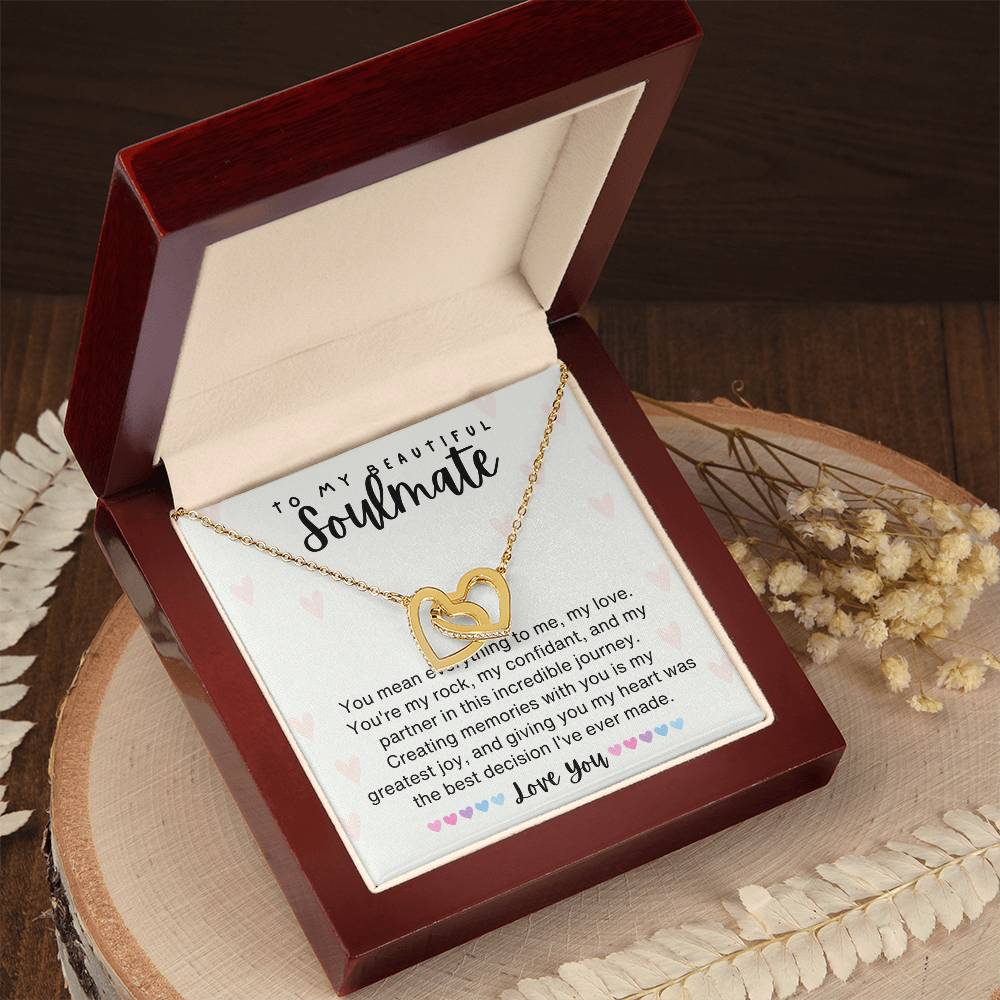 To my Beautiful Soulmate - Valentine's Day Interlocking Hearts necklace gift-Family-Gift-Planet