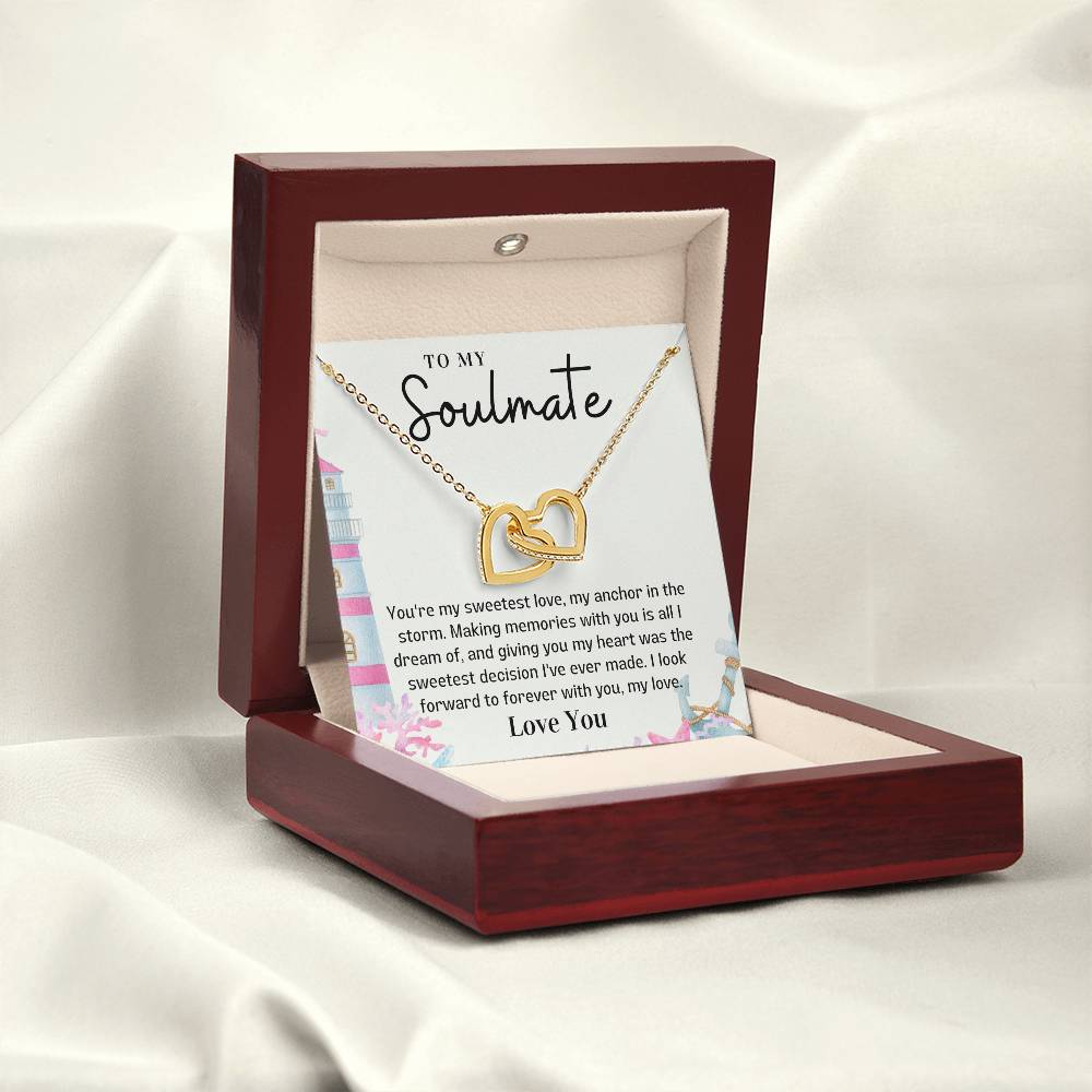 To my Soulmate Interlocking Hearts necklace gift - You're my sweetest love-18K Yellow Gold Finish-Family-Gift-Planet