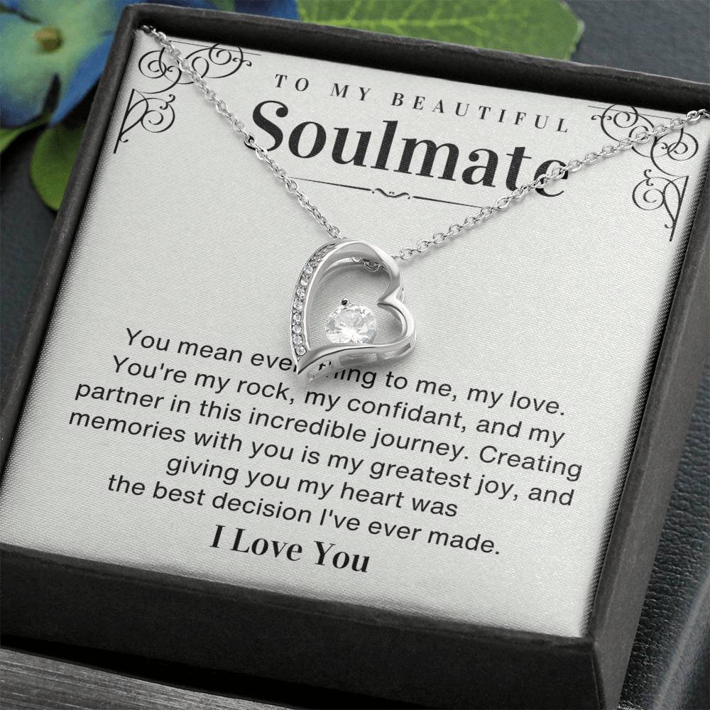 To my Beautiful Soulmate Forever Love necklace gift - You mean everything to me-14k White Gold Finish-Family-Gift-Planet