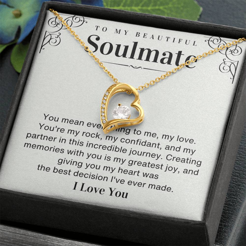 To my Beautiful Soulmate Forever Love necklace gift - You mean everything to me-18k Yellow Gold Finish-Family-Gift-Planet