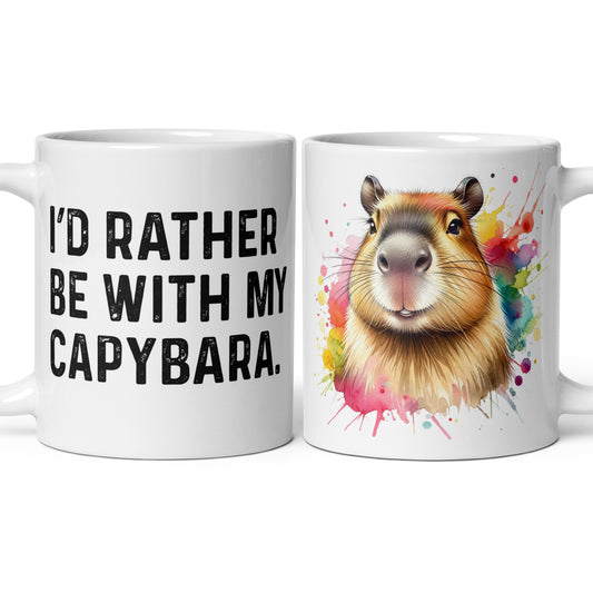 I'd rather be with my Capybara 11oz White Mug Capybara mom-White-Family-Gift-Planet