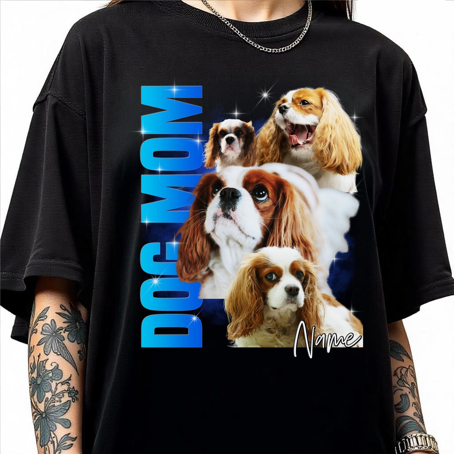 Custom Dog Mom Comfort Colors Unisex T-Shirt Personalized Cavalier bootleg tee your photos dog mama-Family-Gift-Planet
