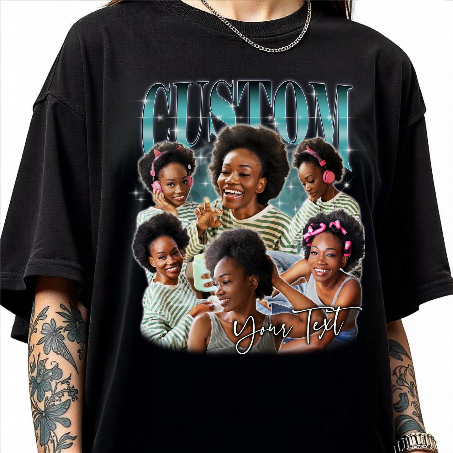 Custom Bootleg rap Comfort Colors Unisex T-Shirt Personalized black woman girlfriend face tee-Family-Gift-Planet