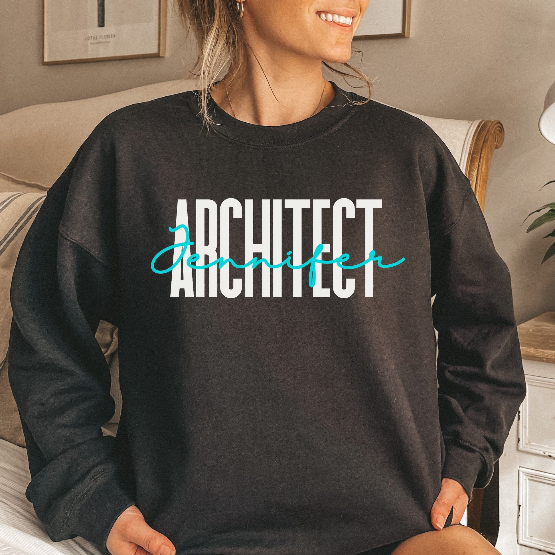 Personalized Architect Unisex Sweatshirt Custom name architect Sand Black Dark Heather-Black-Family-Gift-Planet