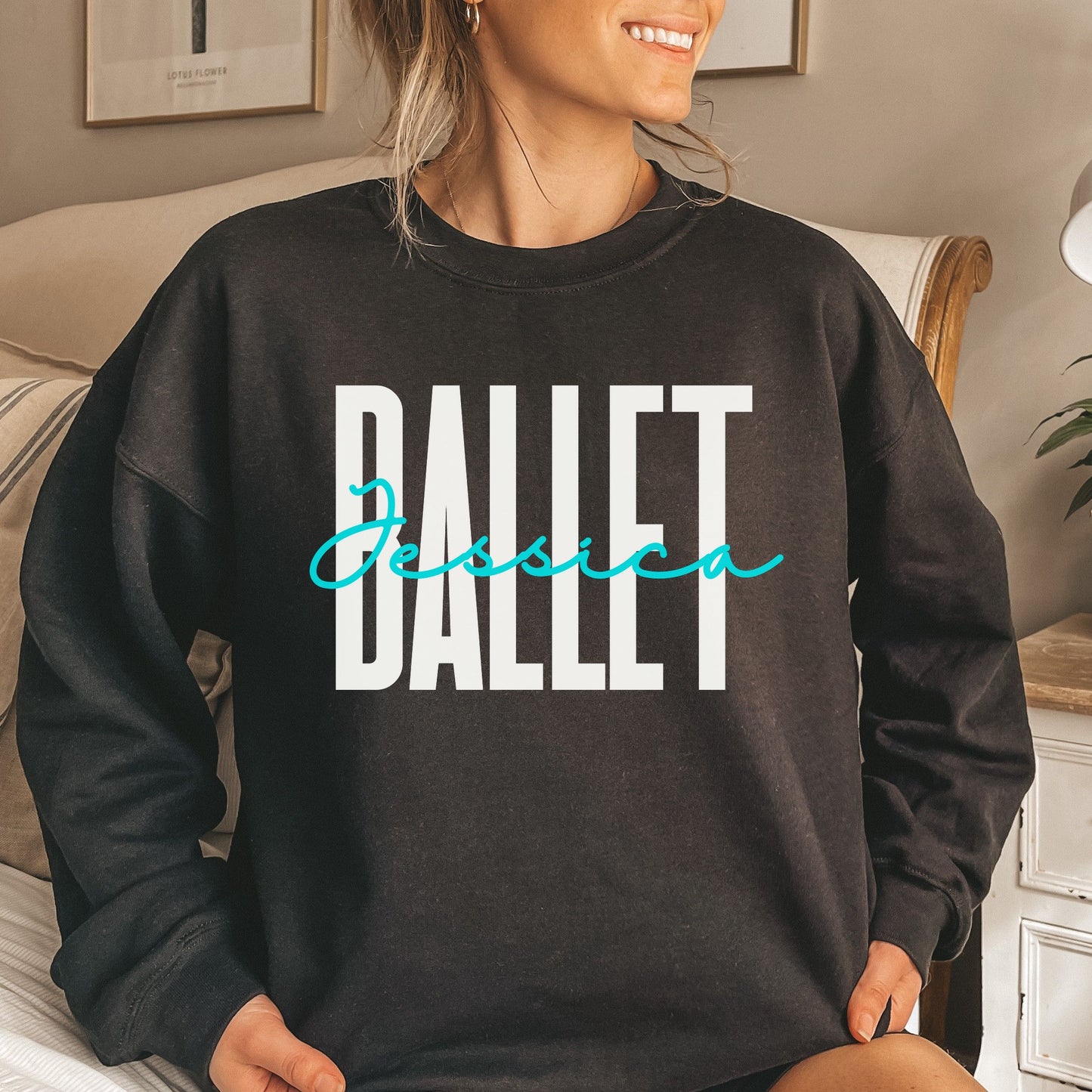 Personalized Ballet Unisex Sweatshirt Custom name ballerina Sand Black Dark Heather-Black-Family-Gift-Planet