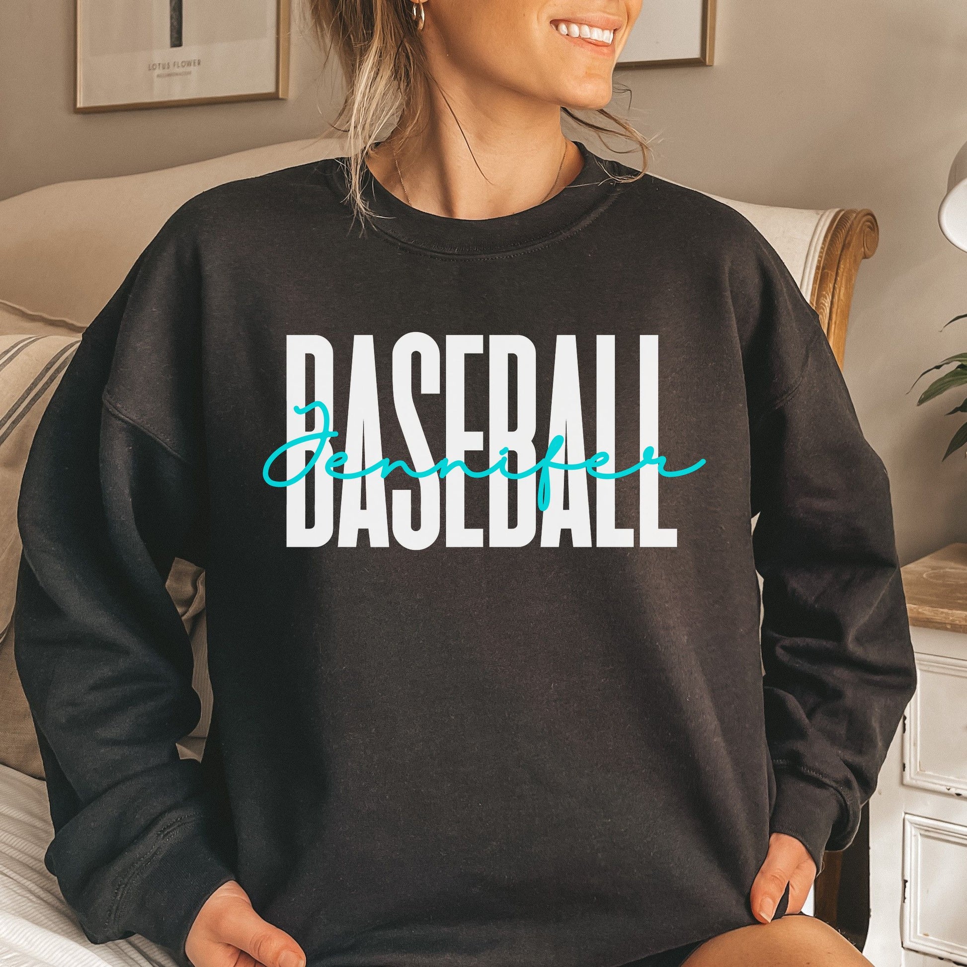 Personalized Baseball Unisex Sweatshirt Custom name baseball player Sand Black Dark Heather-Black-Family-Gift-Planet