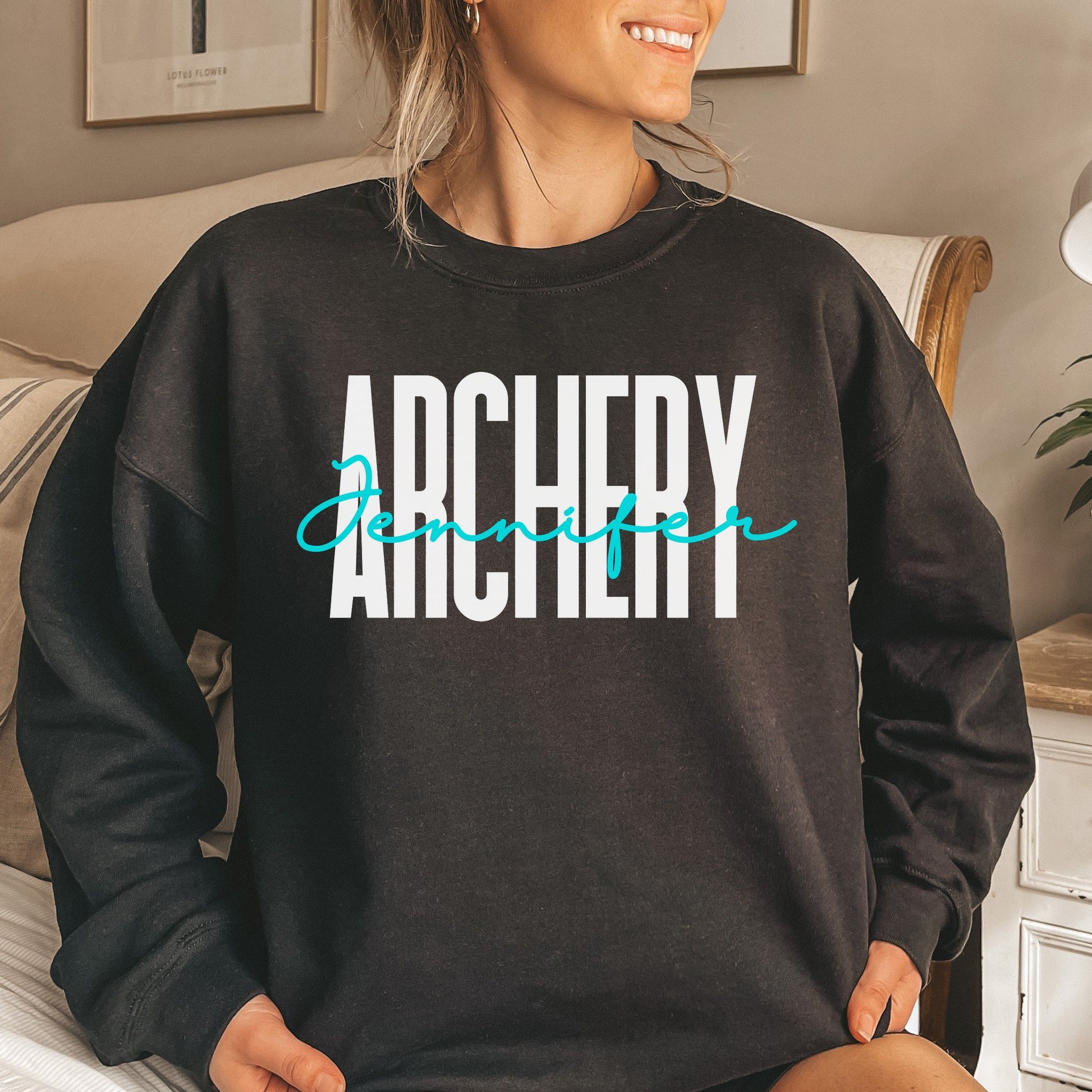 Personalized Archery Unisex Sweatshirt Custom name archer Sand Black Dark Heather-Black-Family-Gift-Planet