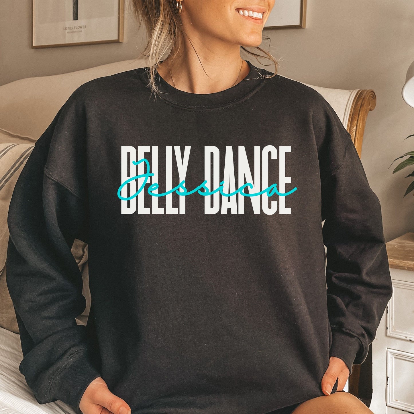 Personalized Belly dance Unisex Sweatshirt Custom name belly dancer Sand Black Dark Heather-Black-Family-Gift-Planet